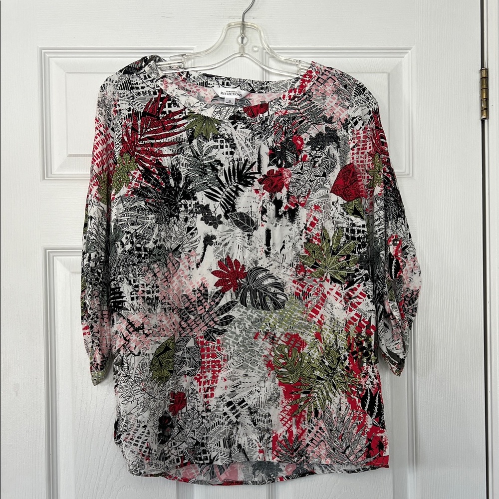 Northern Reflections Multicolor Leaf Print Blouse